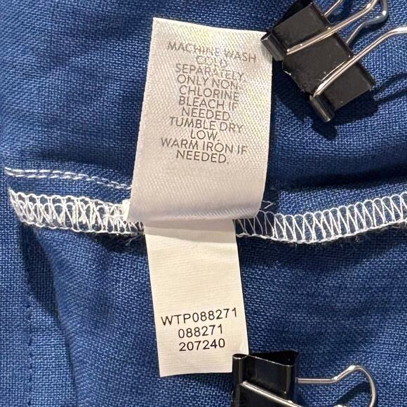 NWT Pure J Jill Womens Top Linen Boxy Minimalist Coastal Tie Dye White Blue XS - Picture 5 of 6